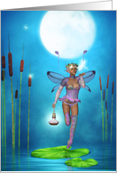 Any Occasion - Blank Note Card - Fantasy Cute Fairy With Dragonfly card