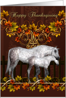 Thanksgiving Card With Mare And Foal - Equine Thanksgiving Card