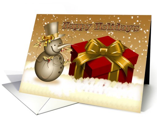 Christmas Card - Happy Holidays - Snowman - Christmas Gift card