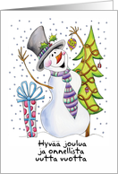 Finnish - Snowman - Happy Snowman Christmas Card - Hyv joulua card