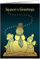 Season’s Greetings - Snowmen Family - Gold Effect card