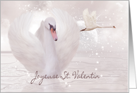 French Valentine’s Day Card - Swan’s In Pink card