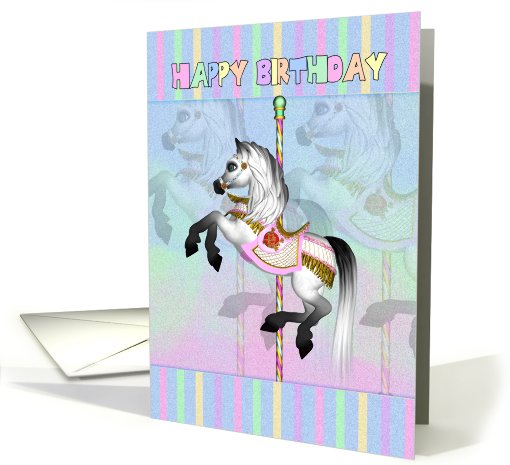carousel birthday card - pastel carousel horse birthday card (798760)