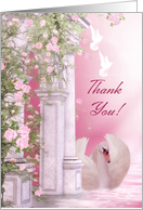 Pretty Thank You Card - Pink With Swan And Doves card