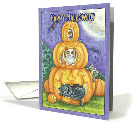 halloween card with cats in pumpkins card (850735)