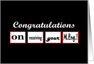 Congratulations - M.Eng Degree card