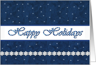 Happy Holidays - Snowflakes on Teal Blue card