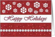 Happy Holidays - Snowflakes on Red Background card