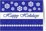 Happy Holidays - Snowflakes on Blue Background card