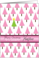 Neighbor Merry Christmas Pink Trees and Green Tree with Star card