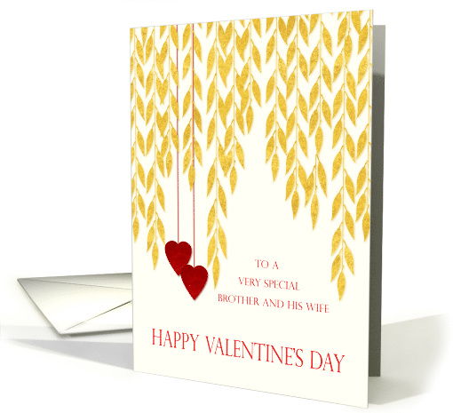 Valentine's Day Brother and Wife Red Hearts on Strings card (1029563)