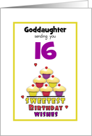 Goddaughter Sweet Sixteen Birthday Colorful Cupcakes Customizable card