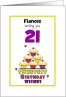 Fiancee 21st Birthday Colorful Cupcakes Tier Customizable Age card