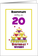 Roommate 20th Birthday Colorful Cupcakes Tier Customizable Age card