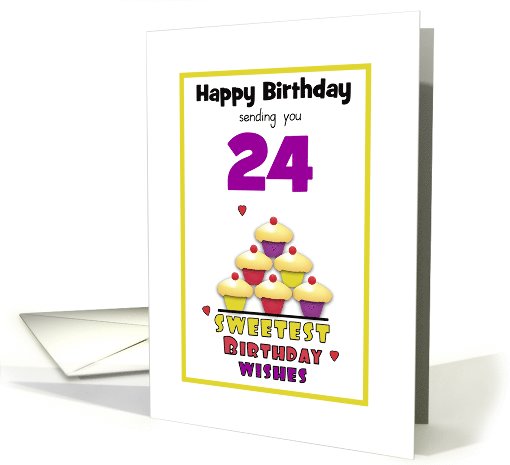 24th Birthday Colorful Cupcakes Tier Customizable Age card (1036283)