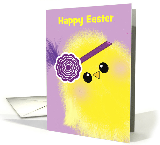 Happy Easter Cute Fluffy Fashion Chick Custom Text card (1064657)