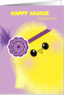 Happy Easter Savannah Custom Text Cute Fluffy Fashion Chick card