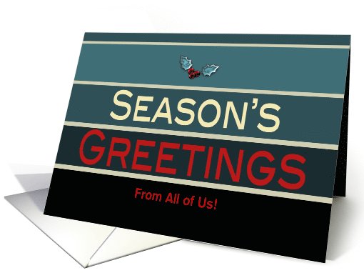 Business From All of Us Season's Greetings Christmas Holiday Blue card