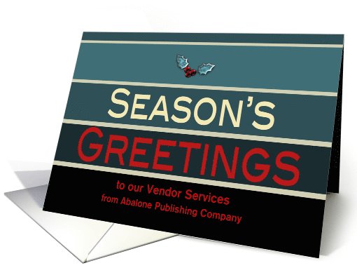 Vendor Business Season's Greetings Christmas Holiday Blue Stripes card