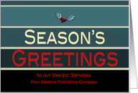 Vendor Business Season’s Greetings Christmas Holiday Blue Stripes card