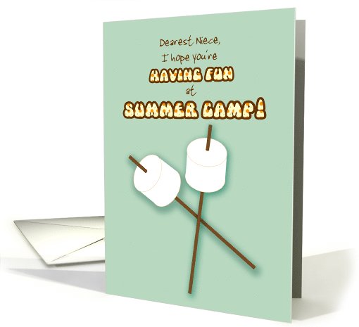 Niece Summer Camp Humorous Thinking of You Marshmallows on Sticks card