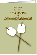 Cousin Summer Camp Humorous Thinking of You Marshmallows on Sticks card