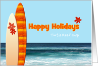 Business Happy Holidays Christmas Hawaiian Surfboards Ocean Custom card