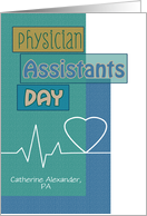 Physician Assistants Day Blue Scrapbook Look Heartbeat Custom Name card