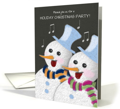 Christmas Party Invitation Jolly Singing Snowman Couple Custom card