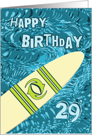 Surfer 29th Birthday with Surfboard in Ocean Graphic card