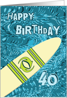 Surfer 40th Birthday with Surfboard in Ocean Graphic card