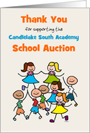 School Auction Thank you for Support Stick Figure Kids Custom Text card