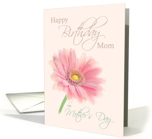 Mom Mother's Day Birthday Pink Gerbera Daisy on Shell Pink card
