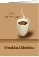 Breakfast Meeting Invitation Hot Steaming Coffee in Cream Mug card
