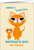 Teacher Mother’s Day Cute Cool Ginger Cats Mother Kitten Sunglasses card