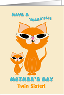 Twin Sister Mother’s Day Cute Ginger Cats Mother Kitten Sunglasses card
