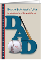 Like a Son to Me Father’s Day Baseball Bat and Baseball No 1 Dad card