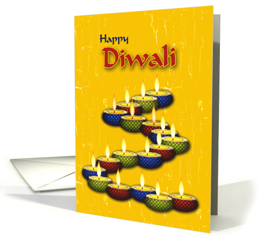 Diwali Greetings with Colorful Diya Shining Brightly card (1293688)