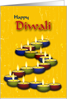 Diwali Greetings with Colorful Diya Shining Brightly card