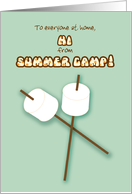 Summer Camp Notes from Camper Hi Fill in Blanks Marshmallows on Sticks card