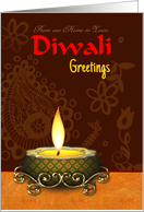 Diwali Greetings From our Home to Yours Diya Shining Brightly card