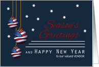 Vendor Patriotic Season’s Greetings Custom American Flag Ornaments card