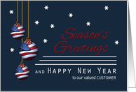 Customer Patriotic Season’s Greetings Custom American Flag Ornaments card