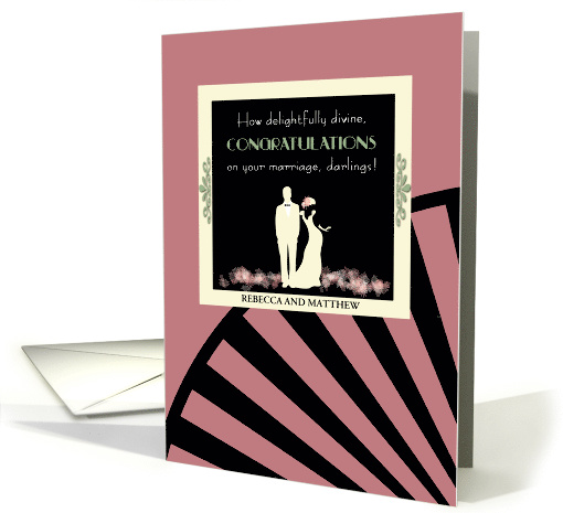 Wedding Congratulations 1920s Vintage Style Custom Names card