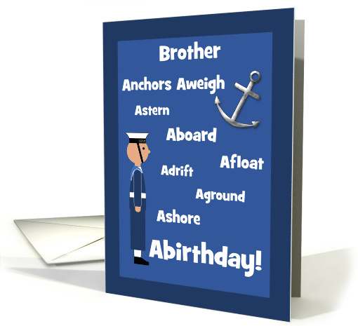 Brother Custom Birthday British Navy Sailor Nautical Word Humour card