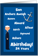 Son 24th Birthday U.S. Sailor Navy Nautical Words Humor Custom card