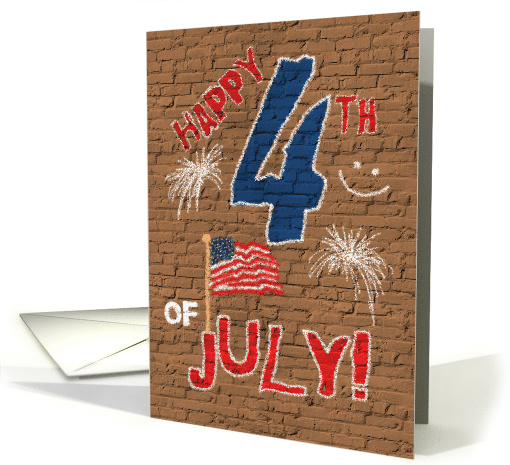 Happy 4th of July Chalk on Bricks Urban Graffiti Look card (1384702)