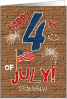 Grandson 4th of July Chalk on Bricks Urban Graffiti Custom Name card