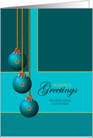 Classic Customer Business Teal Ornaments Season’s Greetings card