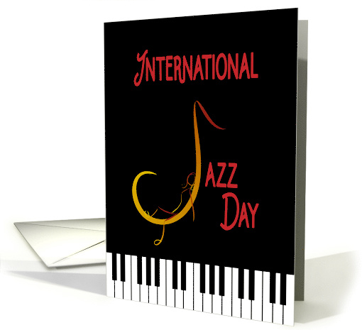 International Jazz Day Artistic Expression of Saxophone and Woman card